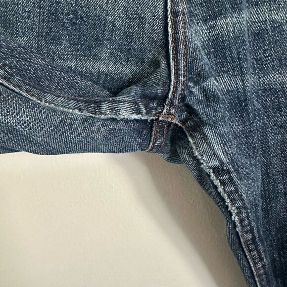 The Unbranded Brand Men’s Distressed Selvedge Buttonfly Tappered Leg Dark Wash J - Picture 16 of 16